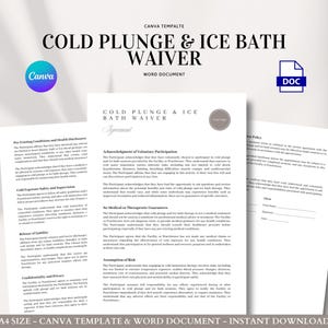 Cold Plunge Ice Bath Waiver Template Risk Disclosure Client Consent Health Acknowledgment Safety Terms