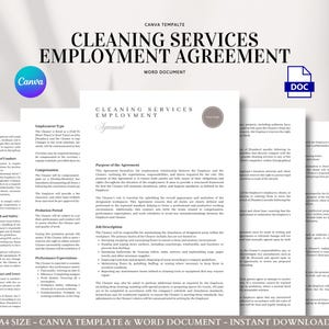 Schoonmaakdiensten Arbeidsovereenkomst Bewerkbaar Contractsjabloon Schoonmaker Werkplekformulier