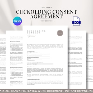Cuckolding Consent Agreement Editable Lifestyle Relationship Contract for Couples Boundaries Trust Third Party Involvement