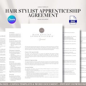 ヘアスタイリスト研修契約書テンプレート（CanvaとWord）｜ジュニアスタッフ向けサロン研修契約書とメンターシッププログラム