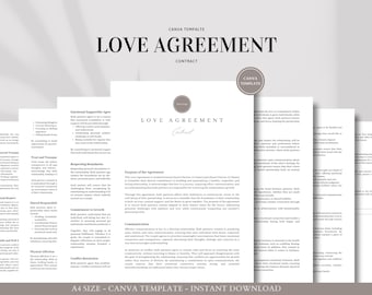 Love Agreement Contract Template | Editable Relationship Commitment Contract in Canva