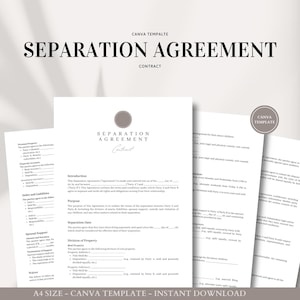 Modelo de acuerdo de separación - Contrato profesional de separación de pareja