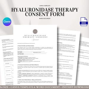 Formulario de consentimiento para la administración de hialuronidasa / Consentimiento para la disolución del relleno / Hylenex y reversión electiva / Protocolo de oclusión vascular / Formulario de spa médico