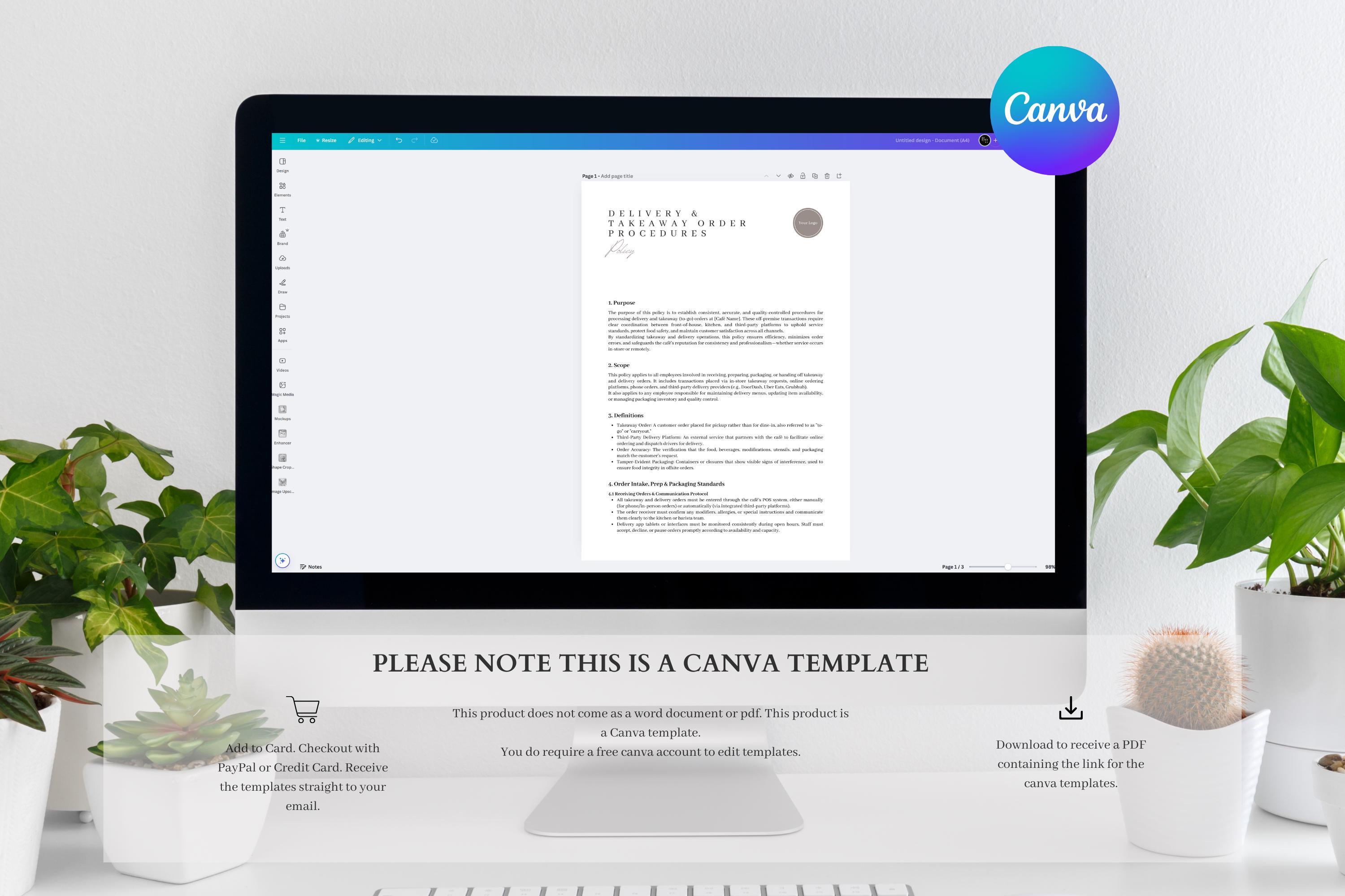 Café Operations Policies & Procedures Bundle Canva Template for Staff ...