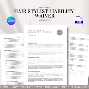 ヘアスタイリストの責任免除同意書（ブリーチ、カラー、ケラチンエクステンション、ケミカルサービスのリスク開示）