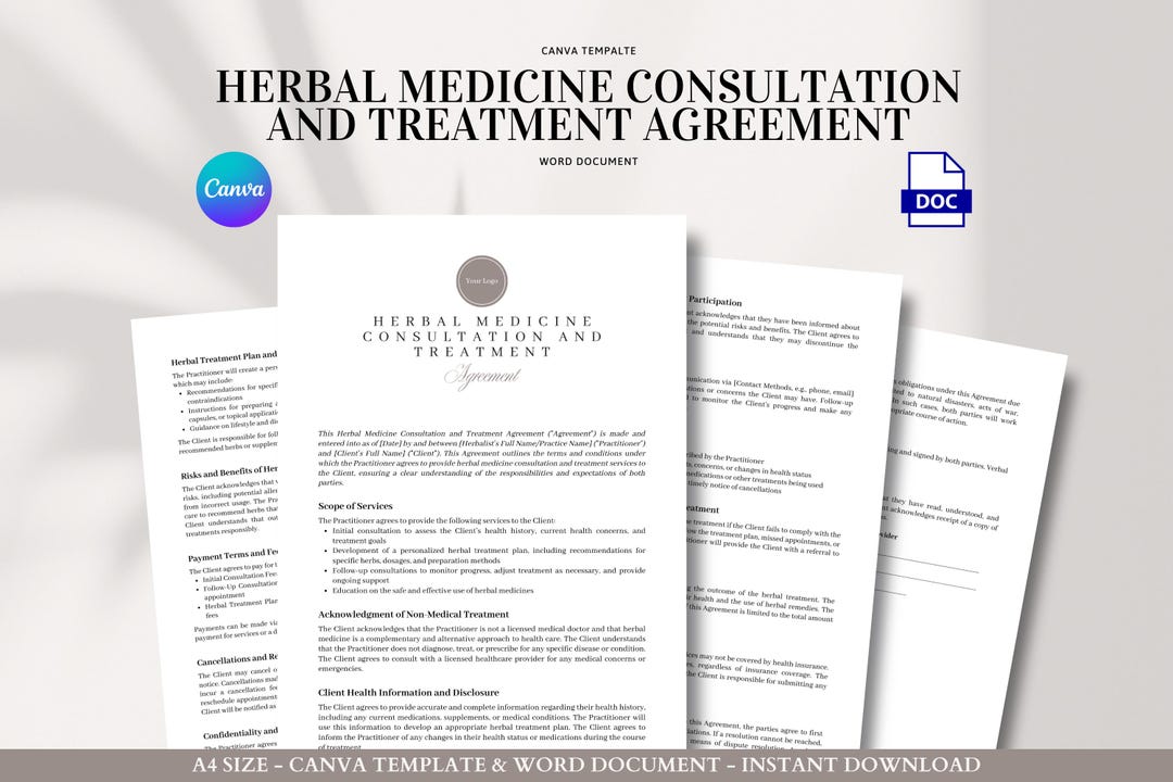 Herbal Medicine Consultation Agreement Template Natural Health Intake ...