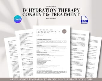 Glutathione IV Drip Editable Consent Form Gluta Drip Therapy Waiver Template  Vitamin IV Infusion Medspa Aesthetic Wellness Clinic