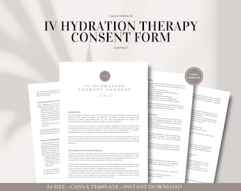 Formulario de consentimiento para terapia de hidratación intravenosa Formulario de admisión del paciente Acuerdo de tratamiento médico