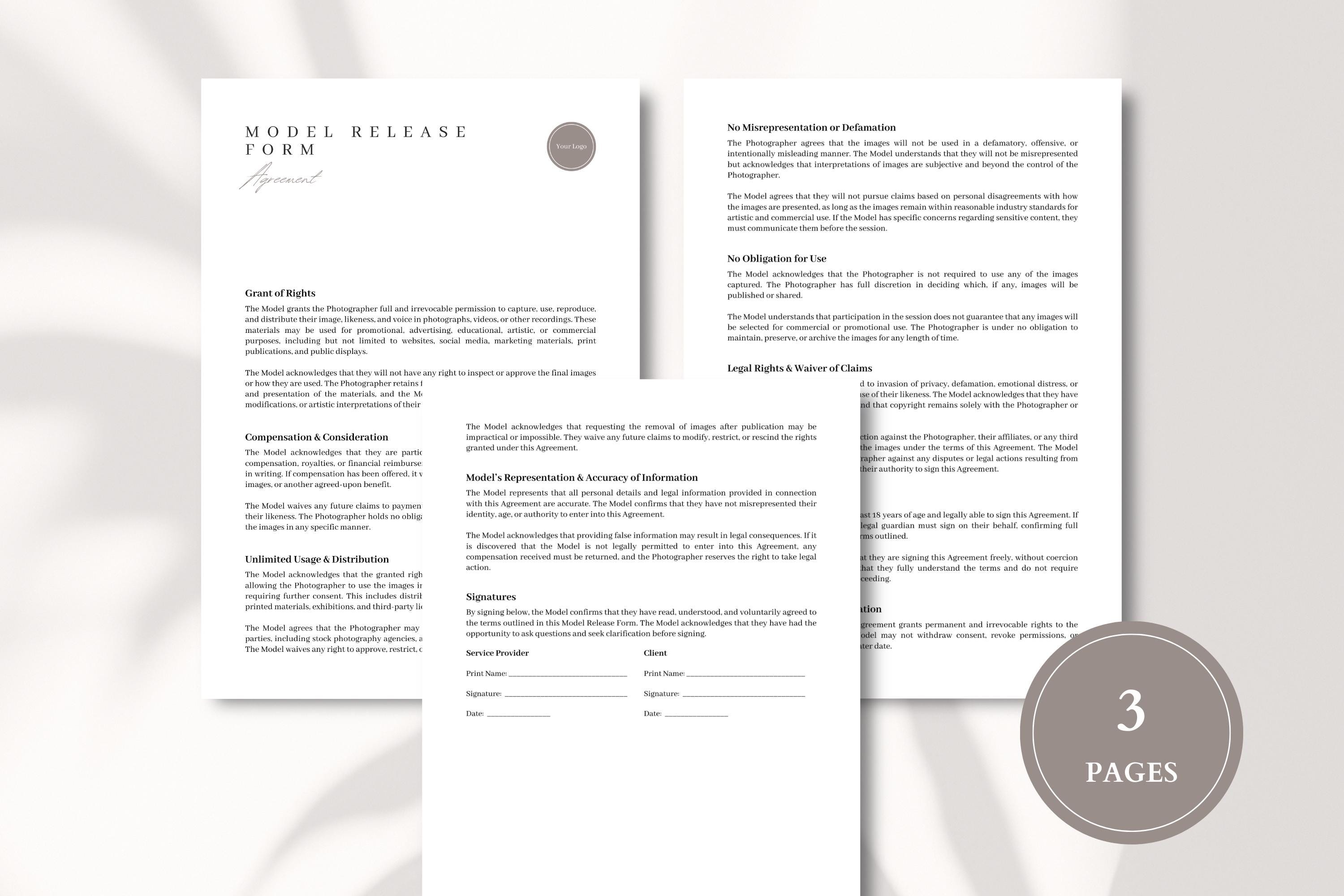 Model Consent Form.pdf Model Release Form Canva Template | Photography Consent Agreement ...