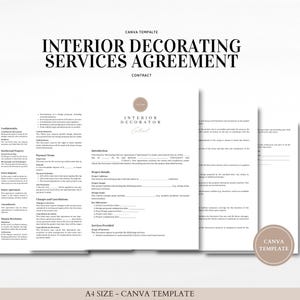 Serviceovereenkomst interieurdecoratie Canva-sjabloon - Professioneel ontwerpcontract - bewerken in Canva