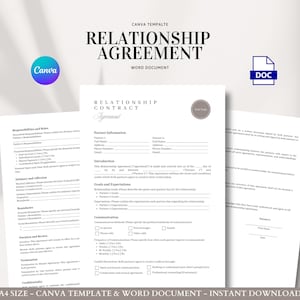 Relationship Agreement Editable Couple Contract Template for Boundaries Expectations Communication and Lifestyle Planning
