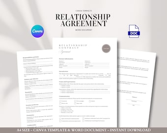 Relationship Agreement Editable Couple Contract Template for Boundaries Expectations Communication and Lifestyle Planning