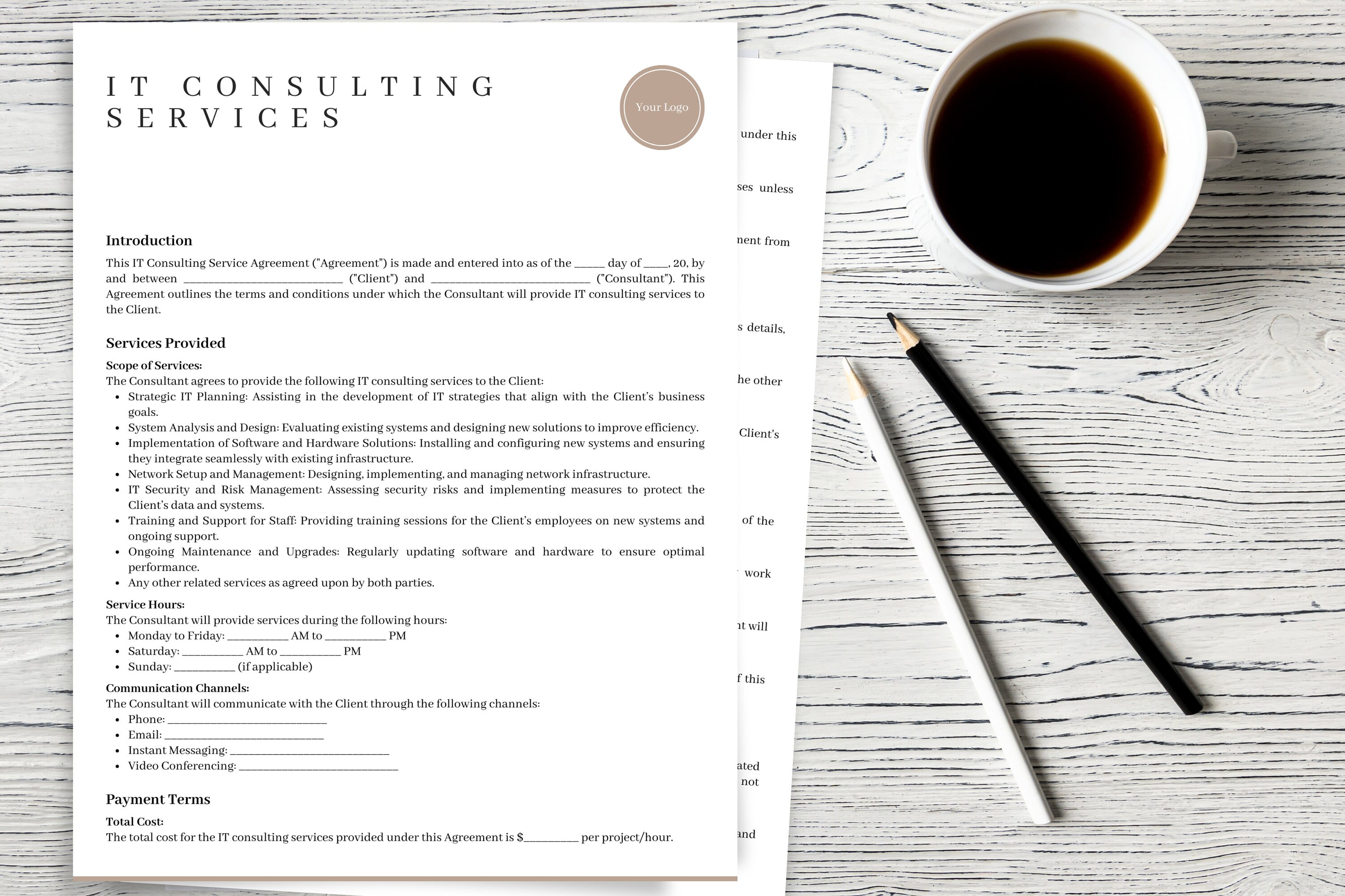 IT Consulting Service Agreement Template Professional Contract for ...