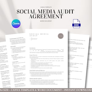 Modello di contratto di audit dei social media, analisi del profilo, analisi della strategia, analisi dei contenuti, termini del cliente