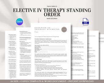 Elective IV Therapy Standing Order Template Medical Oversight Wellness Clinic RN Infusion Protocol Authorization