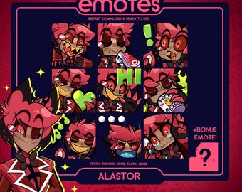 Hazbin Hotel / Alastor Series 1 Emote Pack (9) | DISCORD & TWITCH Emotes