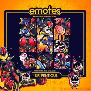 HazbinHotel / Sir Pentious Series 1 Emote Pack (9) | DISCORD & TWITCH Emotes