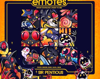 Hazbin Hotel / Sir Pentious Series 1 Emote Pack (9) | DISCORD & TWITCH Emotes