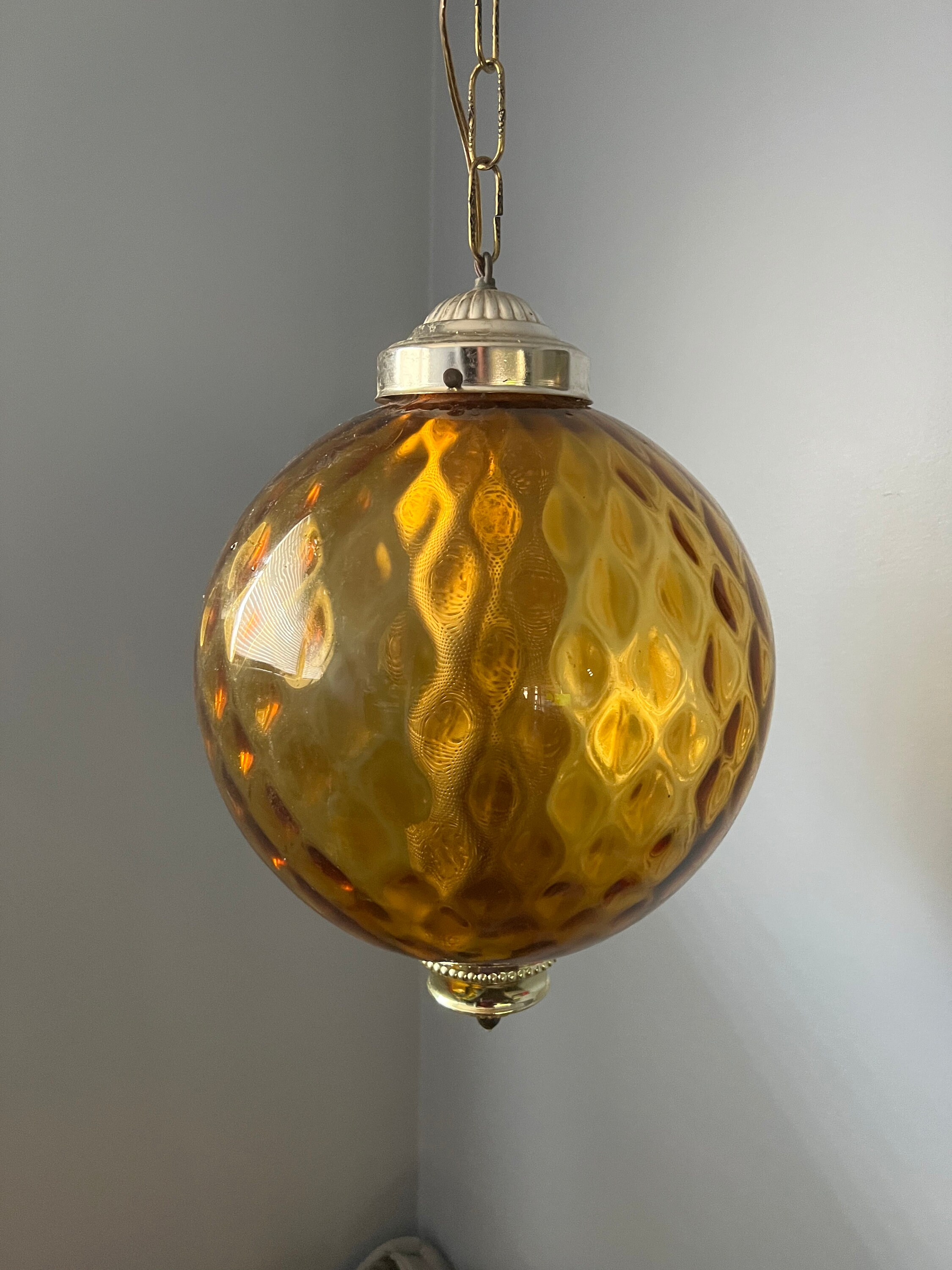 Vintage Amber Swag Lamp Etsy