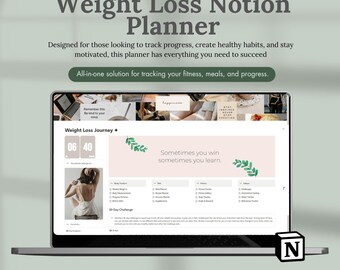 Weight Loss Planner Notion Template, Weight Tracker, Calorie Tracker Meal Planner, Fitness Notion Planner, Weight Loss Journey, Fitness Life