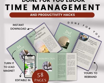 Time Management & Productivity Hacks ebook, Overcome Procrastination, Master Time Management ebook, Boost Productivity Tips Procrastination