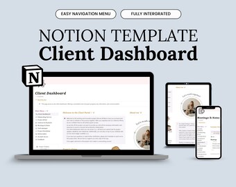Notion Template Kundenportal, Kunden-Dashboard-Projekt-Tracker, Kunden-Hub-Vorlage, Notion Digital Business Template für Coaches