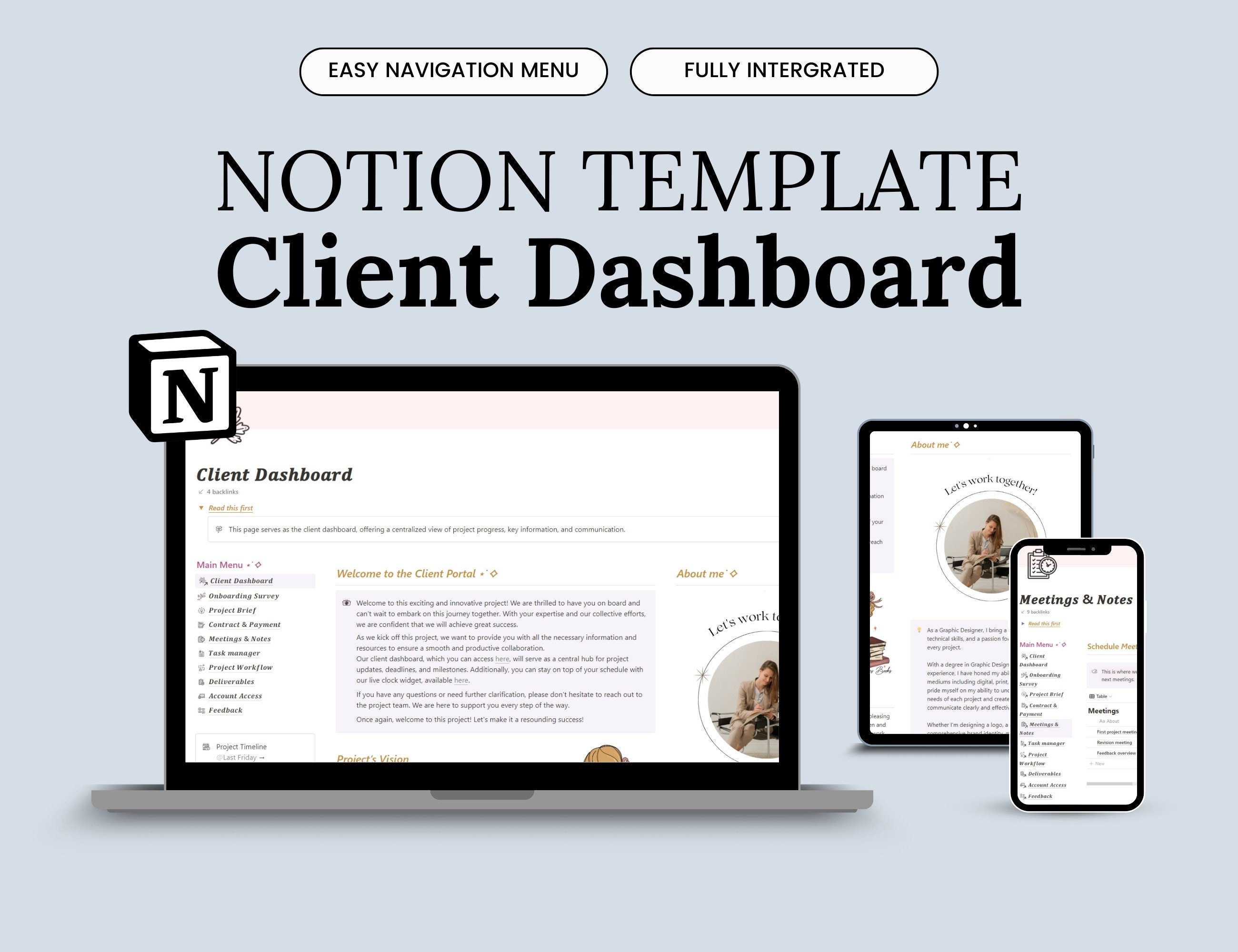 Notion Template Client Portal, Client Dashboard Project Tracker, Client ...