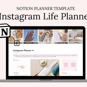 Notion Template Aesthetic Instagram Planner, Notion Planner, Notion Template, Business Notion Dashboard, Social Media Digital Planner