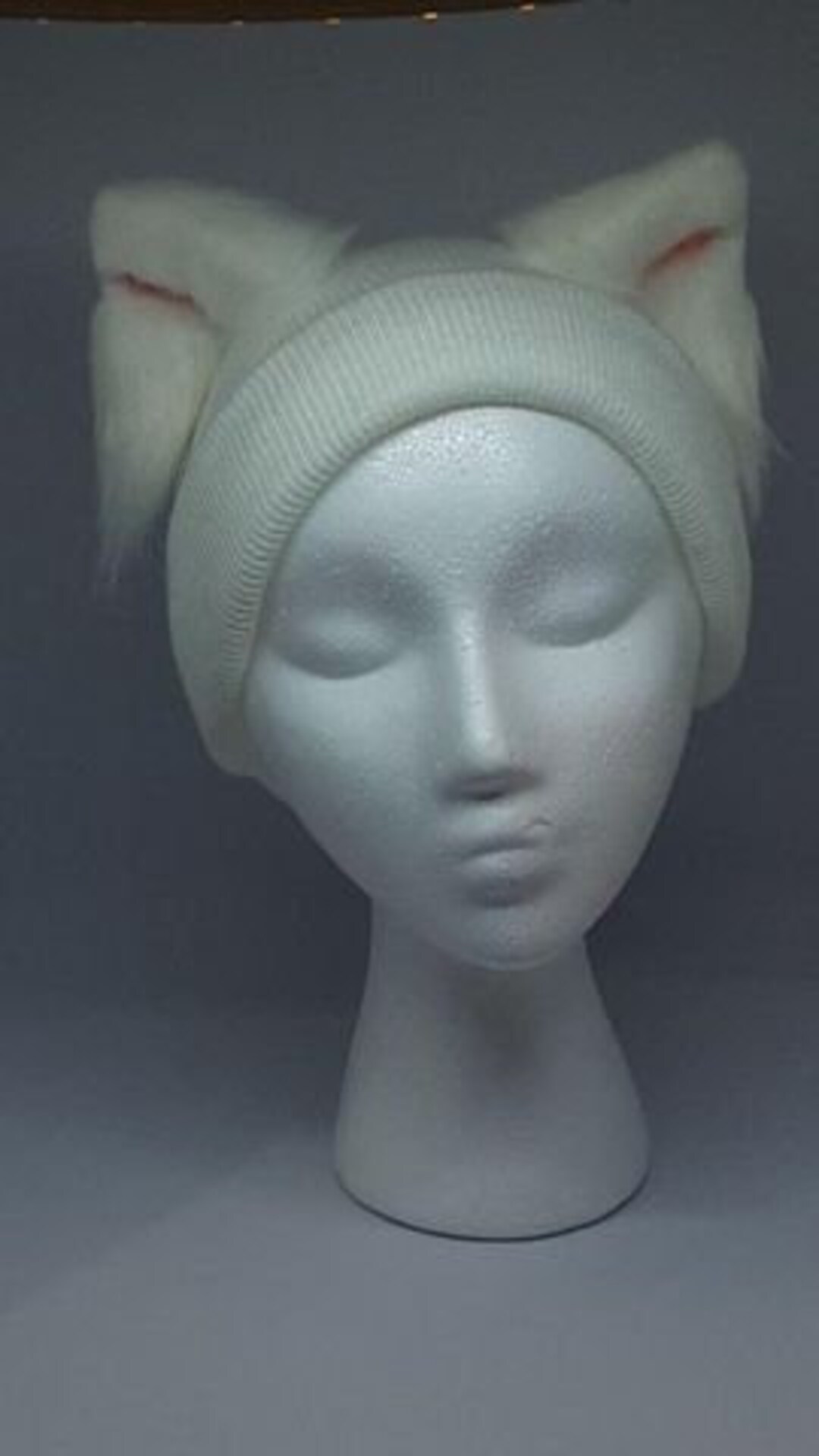 White Cat Ear Beanie Cute White Cat Ears Cosplay Hat Etsy