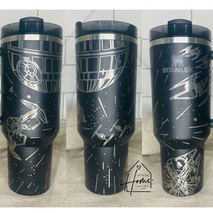 Star Destroyer Galaxy Battle | The Force | Engraved 30/40oz STANLEY with Handle | Custom Engraved  Full Wrap