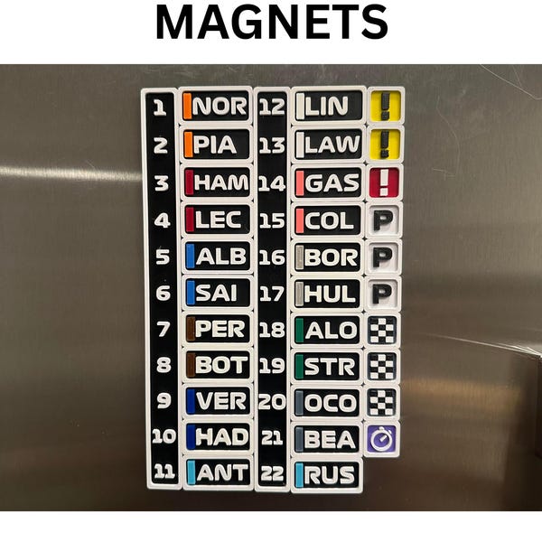 Formula 1 Grid Driver Magnets - F1 Gift - Leaderboard - 2026 Season