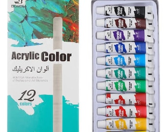 Juego de pintura acrílica: pinturas de acuarela, pinturas acrílicas, juego de pintura, pinturas para tela, pinturas para vidrio, pinturas al óleo