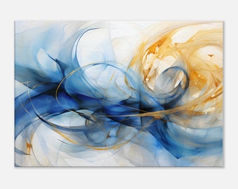 Abstract Blue and Gold Swirls Canvas Art Print