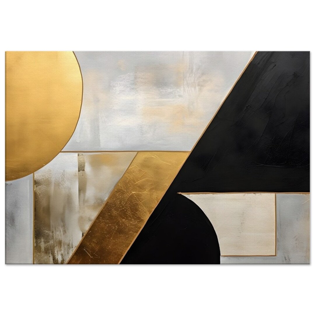 Abstract Gold Black Wall Art Modern Canvas Art Painting Living Room ...