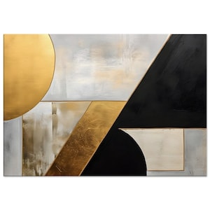 Abstract Gold Black wall art Modern Canvas art painting living room luxury geomatric shapes