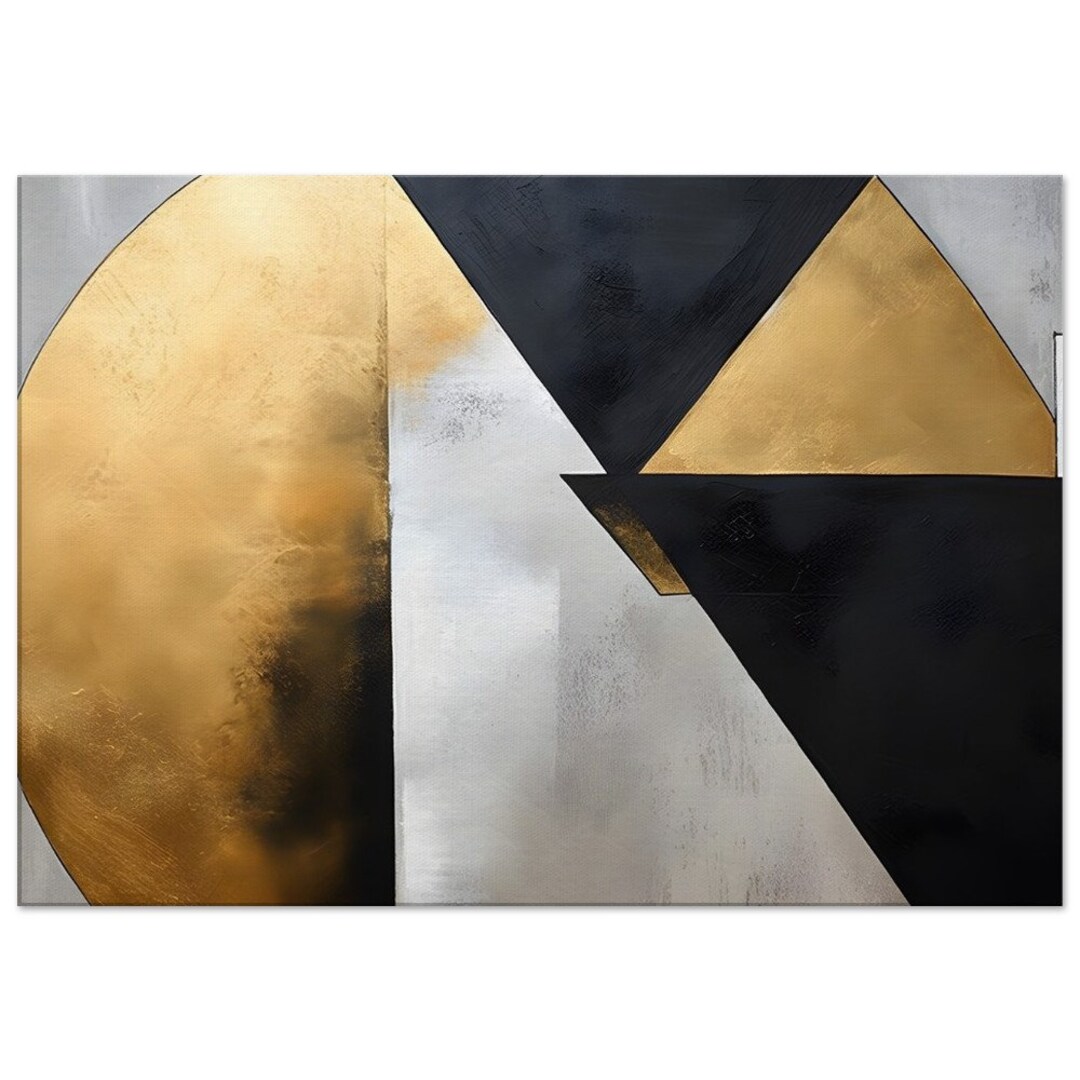 Abstract Gold Black Wall Art Modern Canvas Art Painting Living Room ...