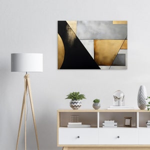 Abstract Gold Black wall art Modern Canvas art painting living room luxury geomatric shapes