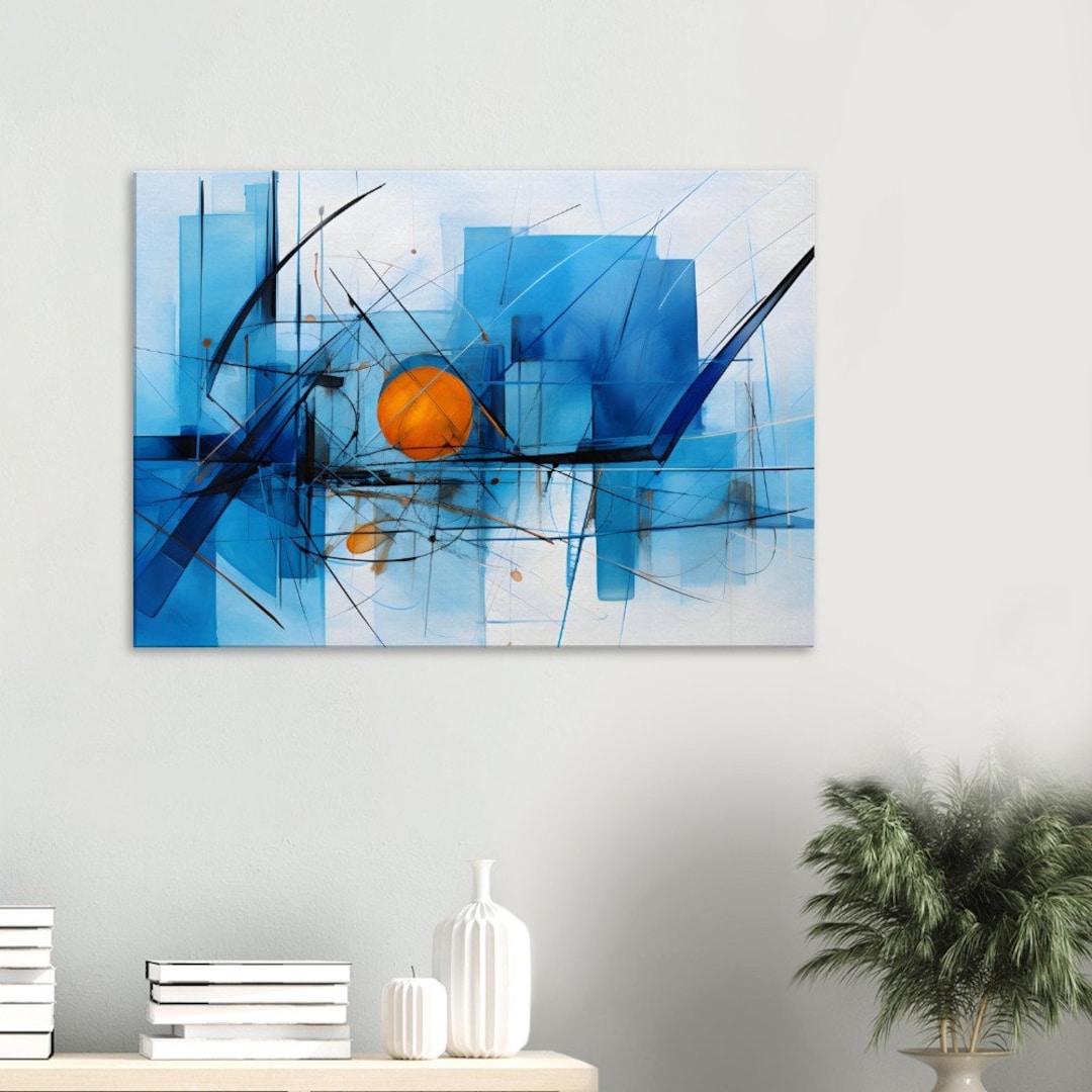 Abstract Blue Orange Canvas Wall Art Modern Canvas Art Etsy Canada