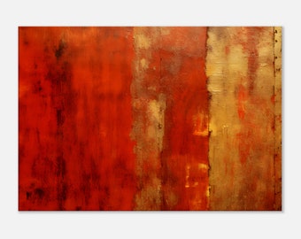 Abstract Red Gold Canvas wall art, Modern Canvas Art, Painting, Strong Contrast Stripes