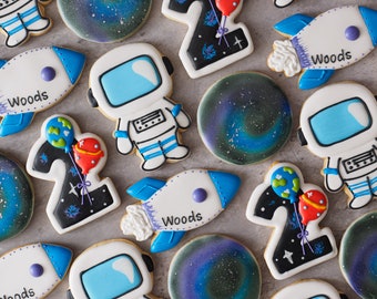 Birthday Cookies with a Two The Moon Theme / Birthday Boy Cookies / Birthday Girl Cookies