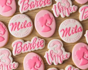 Barbie Themed Birthday Cookies | Girl Birthday Cookies | Birthday Party Favor | Come On Barbie Let's Go Party