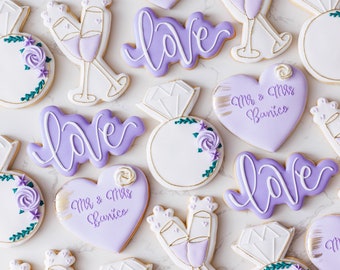 Wedding Cookies / Wedding Favors / Engagement Cookies