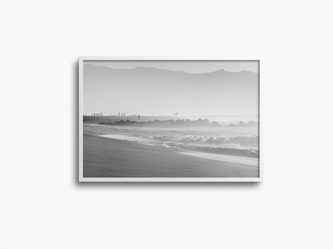 Black and White Beach Print, Ocean Prints, Coastal Wall Art, Surf