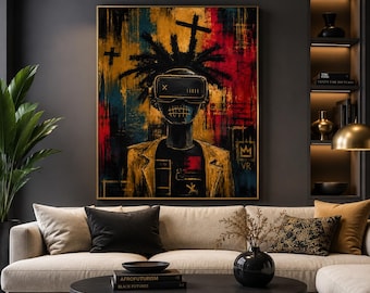 Afrofuturism VR Wall Art PNG | Abstract Expressionist Digital Download | Black Art Print | Cyberpunk Wall Decor | 300 DPI