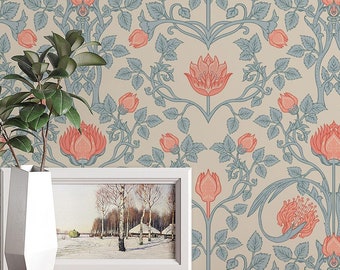 William Morris wallpaper, Botanical Wallpaper, Peel and Stick and Traditional Wallpaper, Leaves Wall Art, Self Adhesive 3523