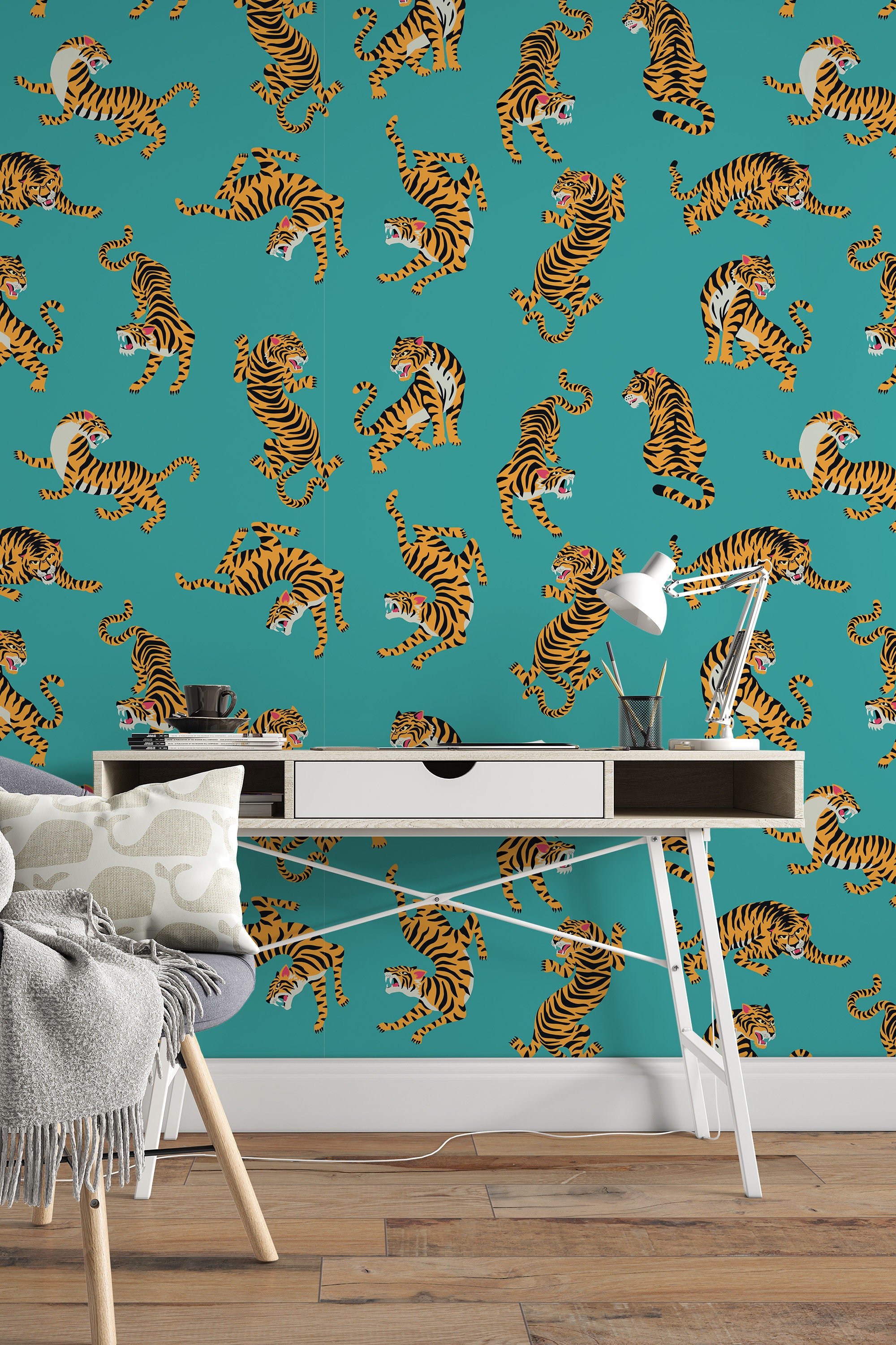 Wallpaper Tigers Pattern Peel and Stick Removable Wallpaper - Etsy