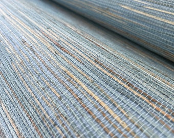 Natural Grasscloth Hemp Wallpaper - Light Blue  Beige - Natural - 41058