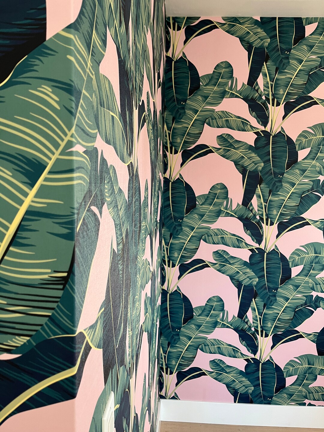 Palm Leaves Wallpaper on Pink Background NEW Peel and Stick - Etsy