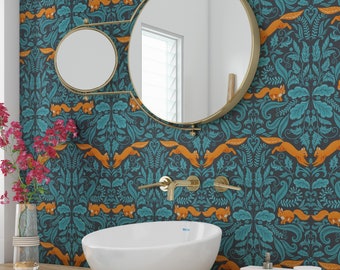 Animals in the woods - Peel & Stick Wallpaper - Removable Self Adhesive and Traditional wallpaper #3081