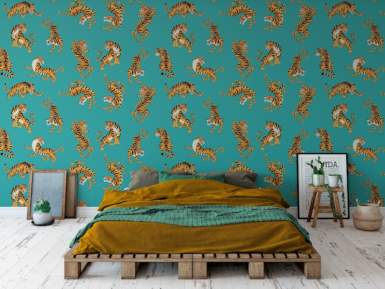 Wallpaper Tigers Pattern Peel and Stick Removable Wallpaper 63355 Etsy